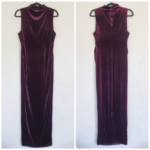 ASOS Velvet Plum Purple Midi Dress - Picture 2 of 11